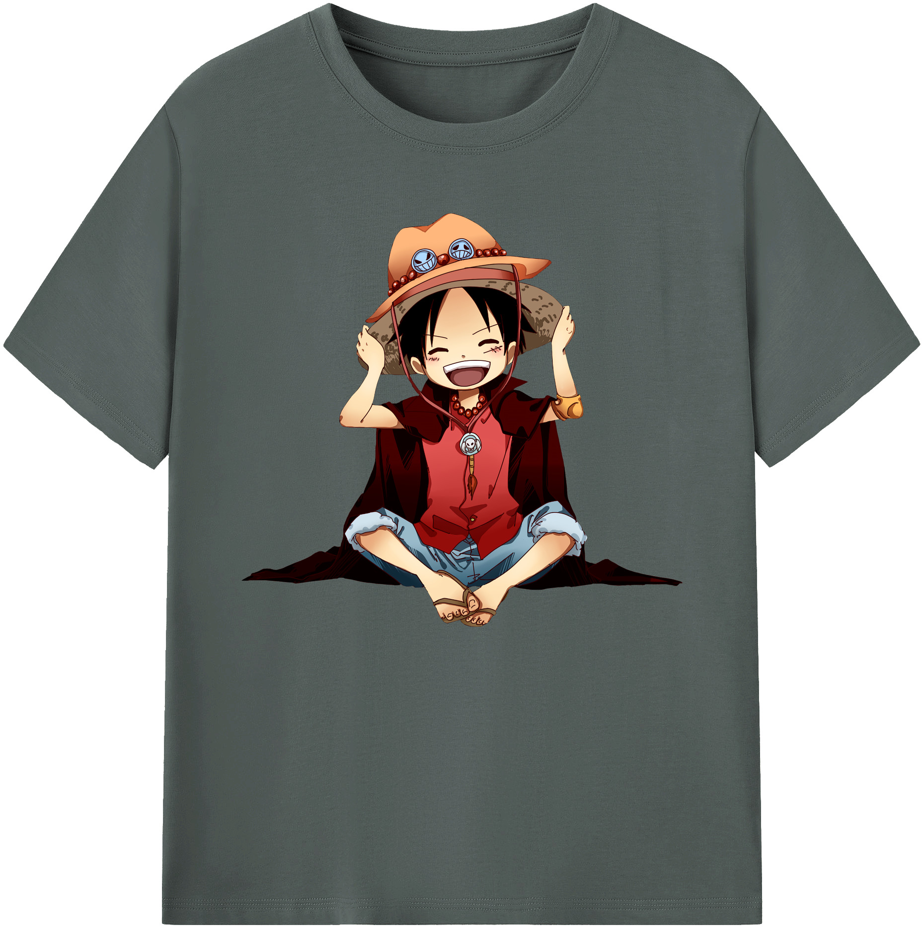 ワンピース モンキー・D・ルフィ ONE PIECE Monkey D. Luffy 綿100％ メンズ半袖Tシャツ｜肌触りやわらか＆通気性